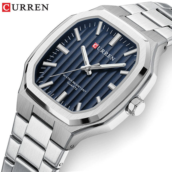 Men's Business Style Rectangular Square Steel Belt Watch Made Of Alloy Stainless Steel And Titanium