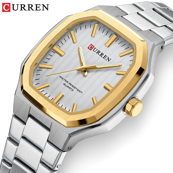 Men's Business Style Rectangular Square Steel Belt Watch Made Of Alloy Stainless Steel And Titanium