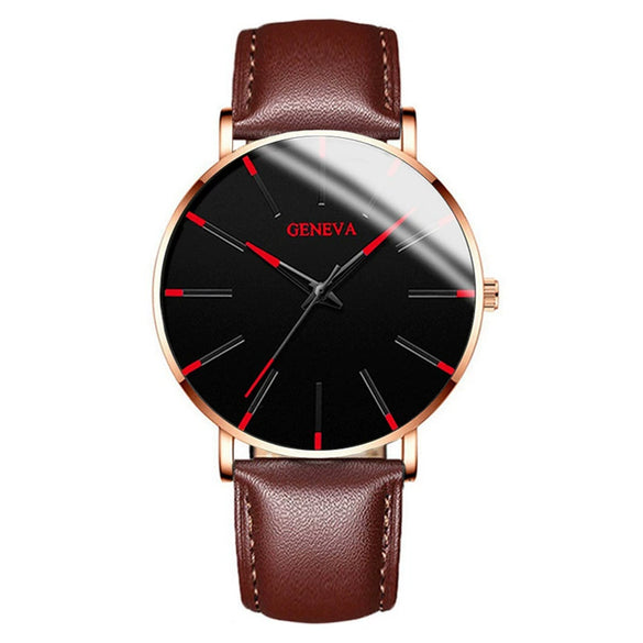 Men's Business Style Round Dial Alloy And Stainless Steel Quartz Watch With Printed Logo
