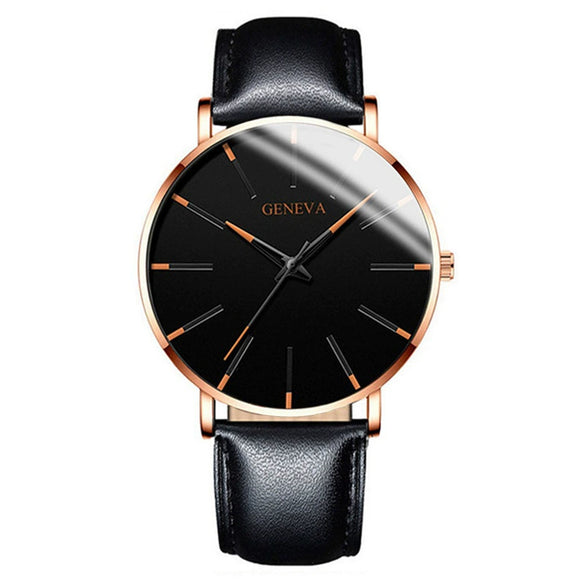 Men's Business Style Round Dial Alloy And Stainless Steel Quartz Watch With Printed Logo