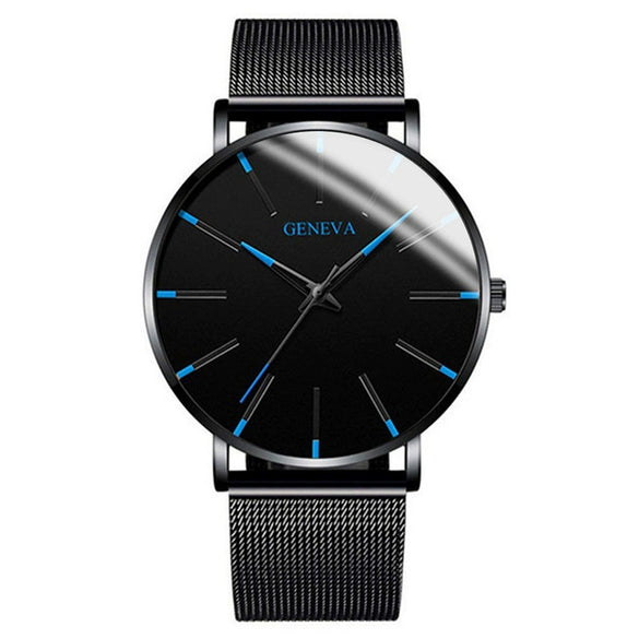 Men's Business Style Round Dial Alloy And Stainless Steel Quartz Watch With Printed Logo