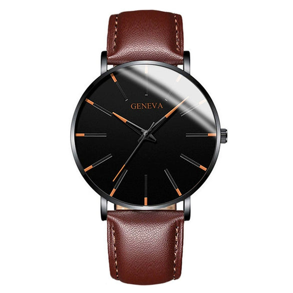Men's Business Style Round Dial Alloy And Stainless Steel Quartz Watch With Printed Logo