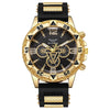 Men's Business Style Round Dial Quartz Watch With Alloy Case Silicone Strap