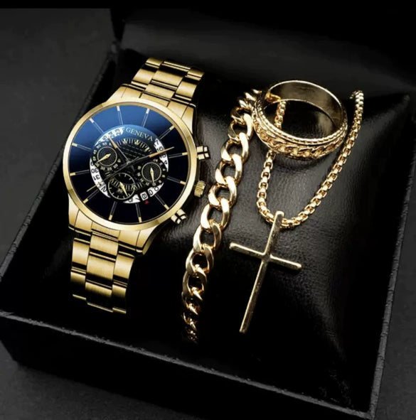 Men's Business Style Round Dial Watch With Tungsten Steel Strap And Alloy Case