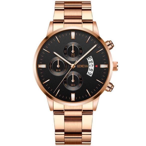 Men's Business Style Round Dial Watch With Tungsten Steel Strap And Alloy Case