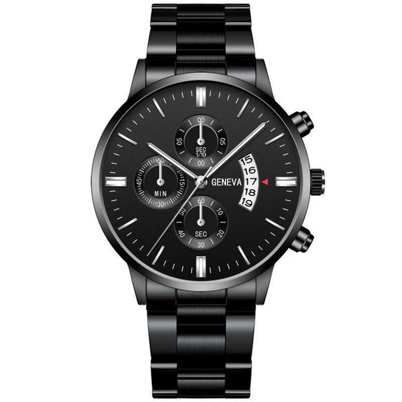 Men's Business Style Round Dial Watch With Tungsten Steel Strap And Alloy Case