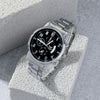 Men's Business Style Silver Watch Bracelet Necklace Ring Fourpiece Set With Zinc Alloy Case Stainless Steel Strap And Buckle Round Dial