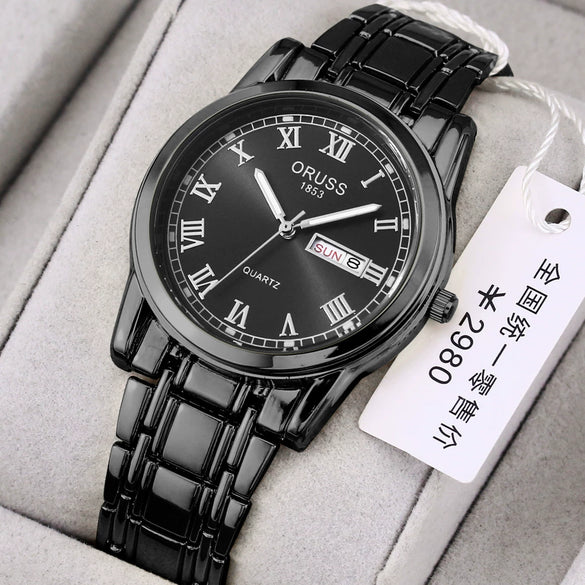 Men's Business Style Stainless Steel Automatic Movement Round Dial Waterproof Watch