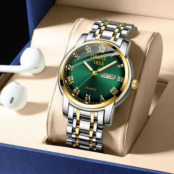 Men's Business Style Stainless Steel Automatic Movement Round Dial Waterproof Watch