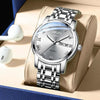 Men's Business Style Stainless Steel Automatic Movement Round Dial Waterproof Watch