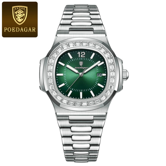 Men's Business Style Ultrathin Quartz Watch Alloy Case Stainless Steel Strap Square Dial Sapphire Crystal Glass Mirror