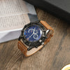 Men's Business Style Watch Set With Alloy Case Imitation Leather Strap And Stainless Steel Clasp Round Dial