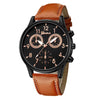 Men's Business Watch Alloy Case Imitation Leather Strap Stainless Steel Buckle Round Dial