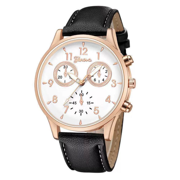 Men's Business Watch Alloy Case Imitation Leather Strap Stainless Steel Buckle Round Dial