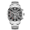Men's Business Watch Alloy Case Stainless Steel Band Round Dial Mineral Strengthened Glass Mirror