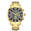 Men's Business Watch Alloy Case Stainless Steel Band Round Dial Mineral Strengthened Glass Mirror