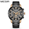 Men's Business Watch Alloy Case Stainless Steel Band Round Dial Mineral Strengthened Glass Mirror