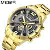 Men's Business Watch Alloy Case Stainless Steel Band Round Dial Mineral Strengthened Glass Mirror
