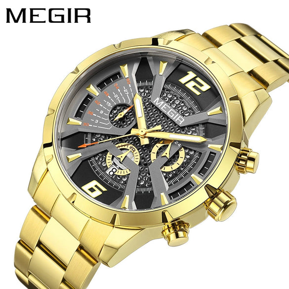 Men's Business Watch Alloy Case Stainless Steel Band Round Dial Mineral Strengthened Glass Mirror