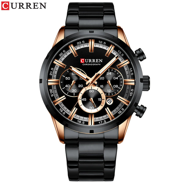 Men's Business Watch Alloy Case Stainless Steel Band Round Dial