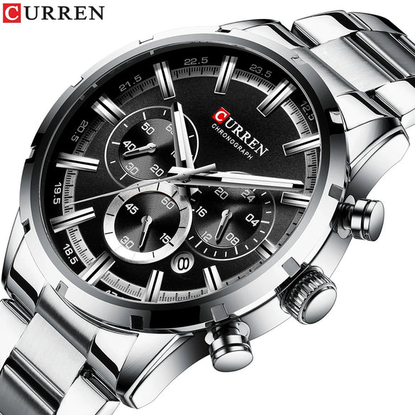 Men's Business Watch Alloy Case Stainless Steel Band Round Dial