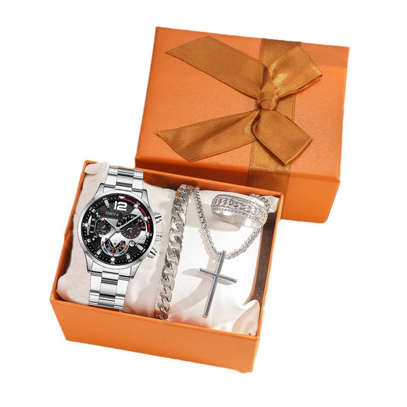 Men's Casual Alloy And Stainless Steel Wrist Watch With Round Dial