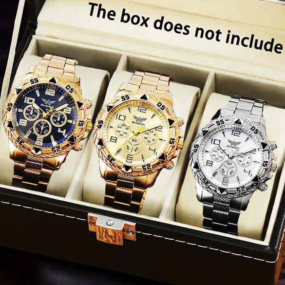 Men's Casual Alloy Case And Strap Quartz Watch With Round Dial And Mineral Reinforced Glass Mirror