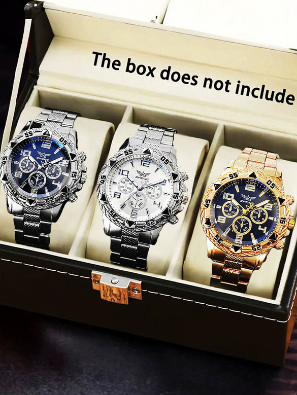 Men's Casual Alloy Case And Strap Quartz Watch With Round Dial And Mineral Reinforced Glass Mirror