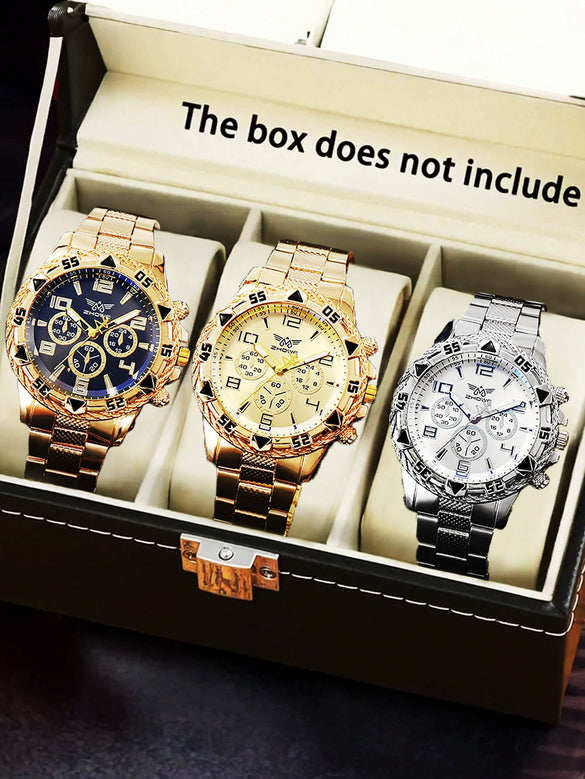 Men's Casual Alloy Case And Strap Quartz Watch With Round Dial And Mineral Reinforced Glass Mirror