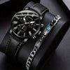 Men's Casual Alloy Case Imitation Leather Strap Stainless Steel Buckle Round Dial Watch