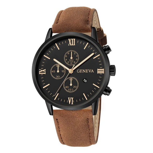 Men's Casual Alloy Case Quartz Belt Watches With Round Dial