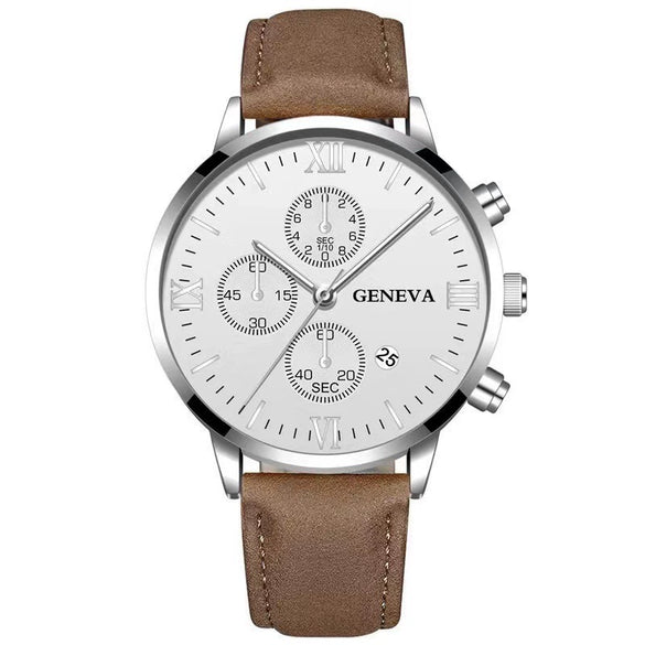 Men's Casual Alloy Case Quartz Belt Watches With Round Dial