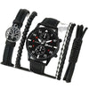 Men's Casual Alloy Case Stainless Steel Buckle Imitation Leather Strap Round Dial Quartz Watch