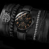 Men's Casual Alloy Case Stainless Steel Buckle Imitation Leather Strap Round Dial Quartz Watch