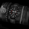 Men's Casual Alloy Case Stainless Steel Buckle Imitation Leather Strap Round Dial Quartz Watch