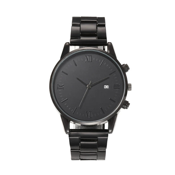 Men's Casual Alloy Iron Belt Quartz Watch With Roman Numerals And Round Dial