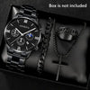 Men's Casual Alloy Quartz Watch With Fake Three Eye Calendar Roman Scale And Round Dial
