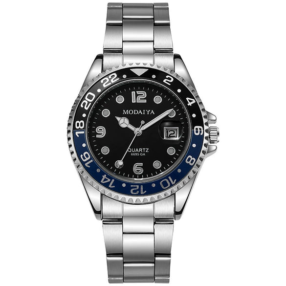 Men's Casual Automatic Mechanical Alloy Case Imitation Leather Strap Round Dial Watch