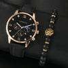 Men's Casual Fashion Quartz Watch And Belt Set With Alloy Case Imitation Leather Strap And Stainless Steel Clasp Round Dial