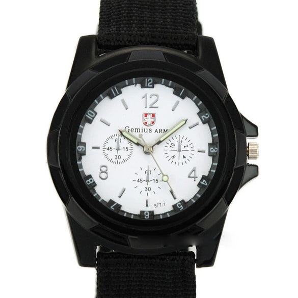 Men's Casual Fashion Watch Swiss Style Round Dial Sports Style Nylon Woven Strap Pointer Number Display Business Watch