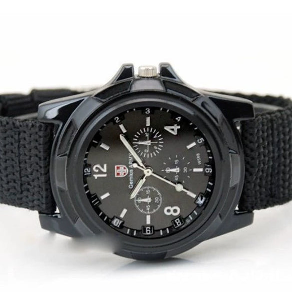 Men's Casual Fashion Watch Swiss Style Round Dial Sports Style Nylon Woven Strap Pointer Number Display Business Watch