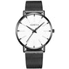 Men's Casual Mesh Quartz Watch Alloy Case Imitation Leather Strap Stainless Steel Buckle Round Dial Leisure Style