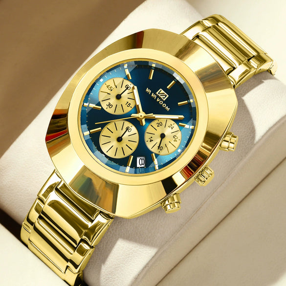 Men's Casual Quartz Watch Alloy Case Stainless Steel Strap Round Dial Waterproof Luminous