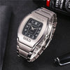 Men's Casual Quartz Watch Wine Barrel Shape Steel Band Alloy Case Stainless Steel Strap
