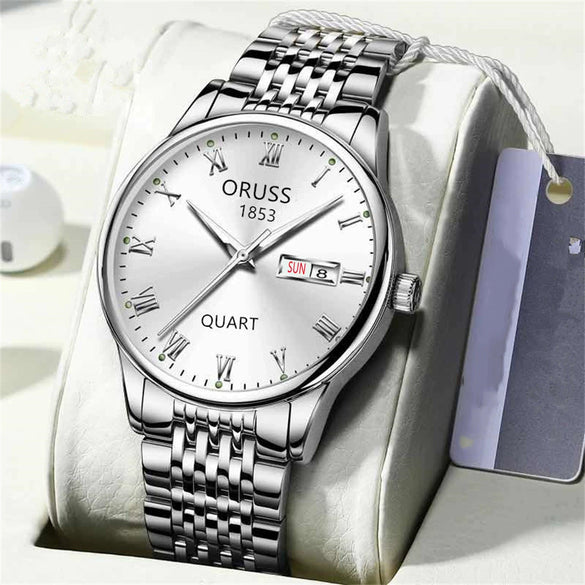 Men's Casual Quartz Watch With Alloy Strap And Case Mineral Reinforced Glass Mirror Round Dial