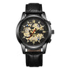 Men's Casual Quartz Watch With Hollow Design Alloy Case Imitation Leather Strap Round Dial