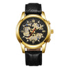 Men's Casual Quartz Watch With Hollow Design Alloy Case Imitation Leather Strap Round Dial