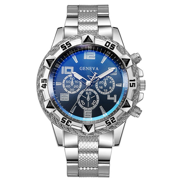 Men's Casual Sport Alloy And Steel Strap Watch With Round Dial And Ordinary Glass Mirror