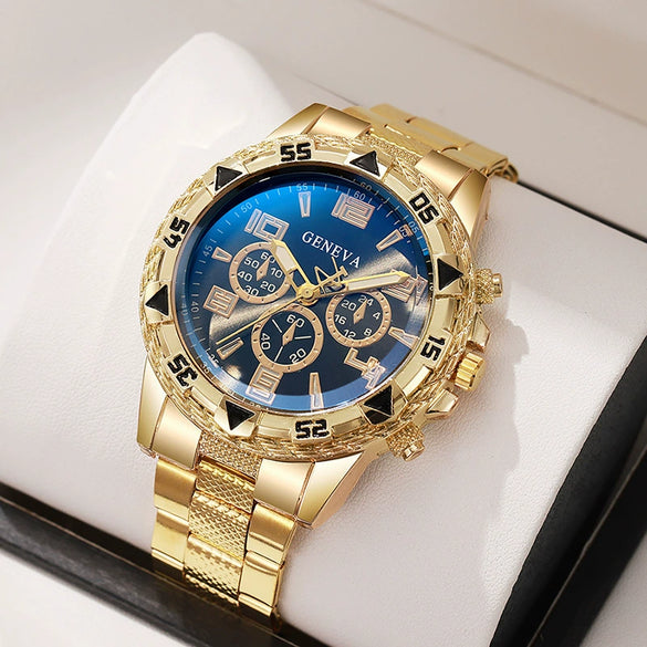 Men's Casual Sport Alloy And Steel Strap Watch With Round Dial And Ordinary Glass Mirror