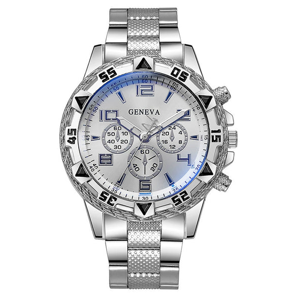 Men's Casual Sport Alloy And Steel Strap Watch With Round Dial And Ordinary Glass Mirror